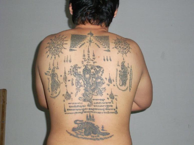 Sak Yant tattoos by Ajarn Hwao. Here is a picture of work from a Master in 