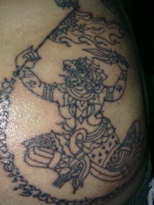 Hanuman by Ajarn Nuad. Tattoo made by Ajarn Nuad – pretty good work