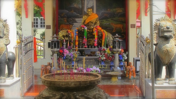 Luang Por Phern statue riding tiger Wat Bang Pra