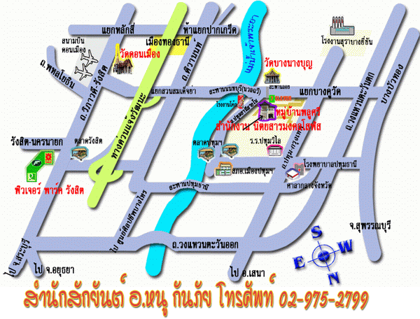 Map to Samnak Sak Yant Ajarn Noo