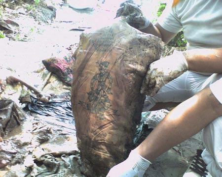 Torso found with no rotting in the area where Sak yant was made on the skin